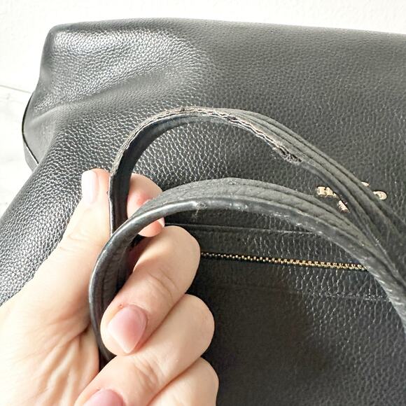 4. Coach Tyler Black Pebble Leather Shoulder Zip Top Tote Bag Goldtone hardware - Picture 9 of 15